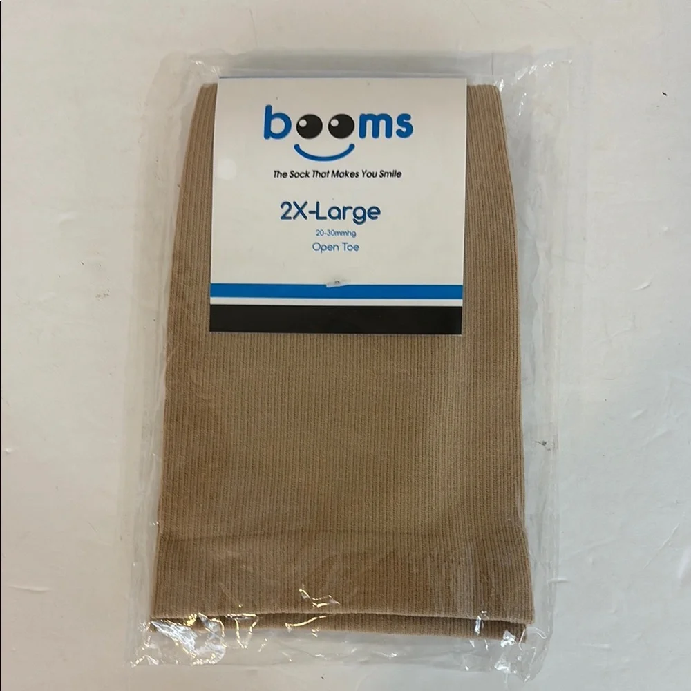 Booms  20-30 MmHg  Open toe Unisex Compression Socks 2XL Nude NWT